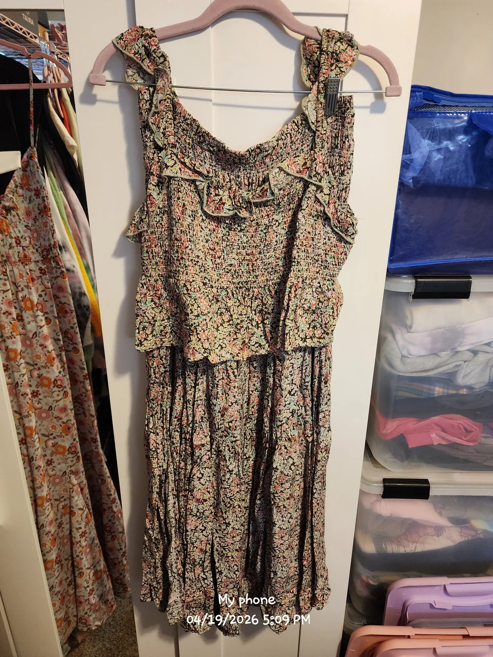 NATURAL LIFE Floral Midi Dress in Pink, Green, Black - Picture 5 of 5